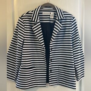 Alfred Dunner Black and White Striped Women's Blazer